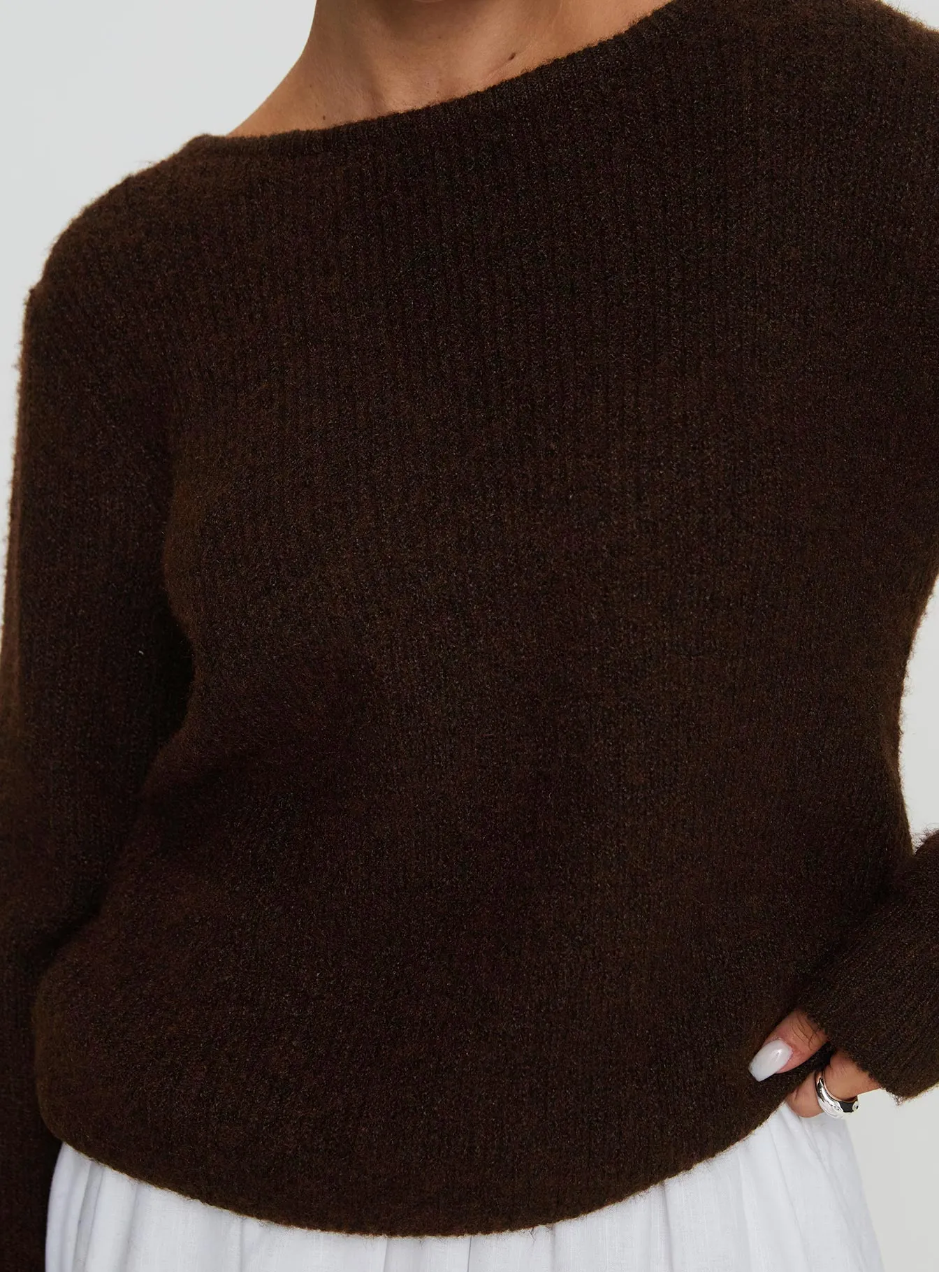 Abrams Rib Knit Crew Sweater Chocolate Marle