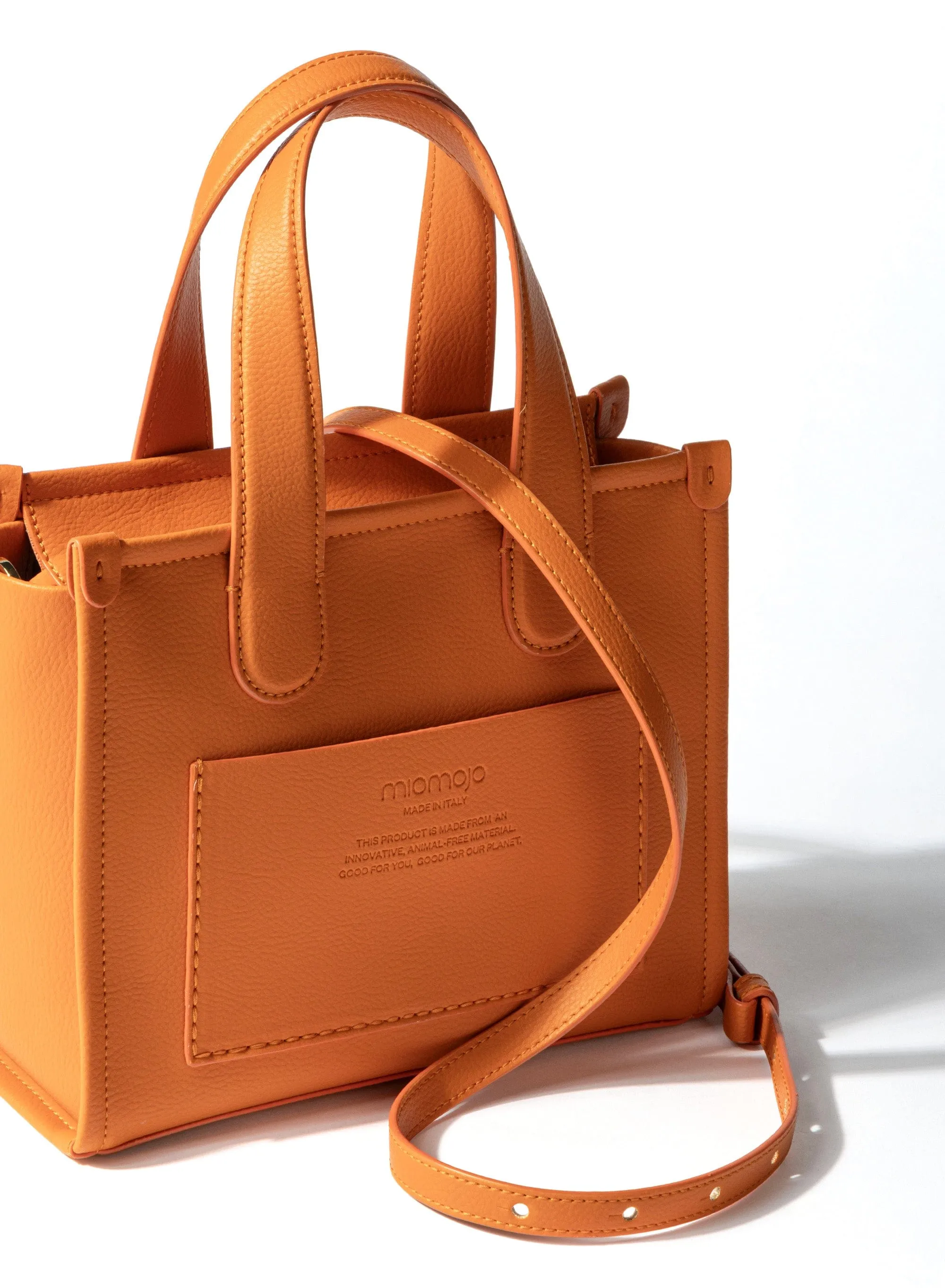 Alma M Orange Leather Vegan Tote Bag | Orange