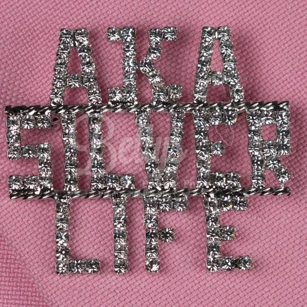 Alpha Kappa Alpha AKA Silver Life Rhinestone Pin