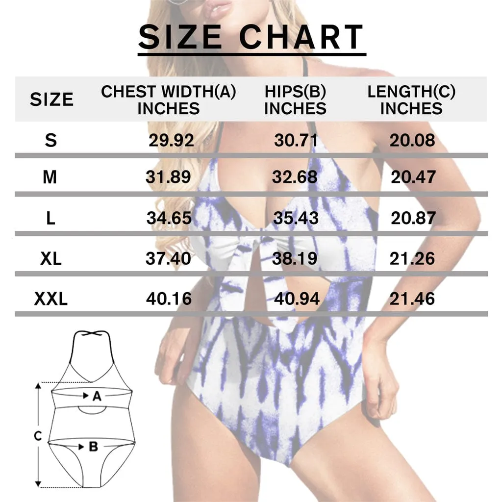 American Flag Monokini Custom Face Flag Swimsuit Personalized Women's Backless Bow Hollow Out One Piece Bathing Suit