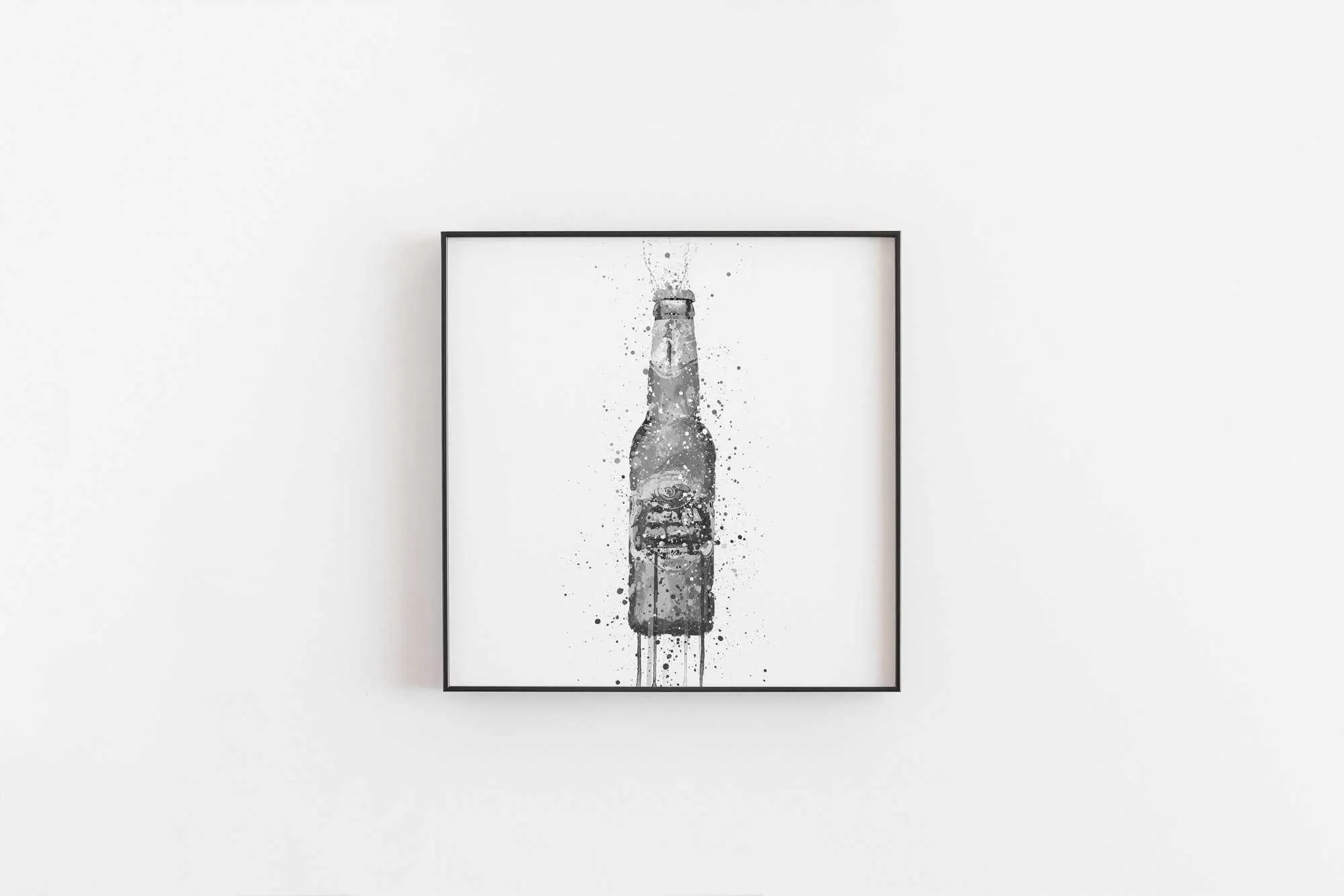 Beer Bottle Wall Art Print 'Peridot' (Grey Edition)