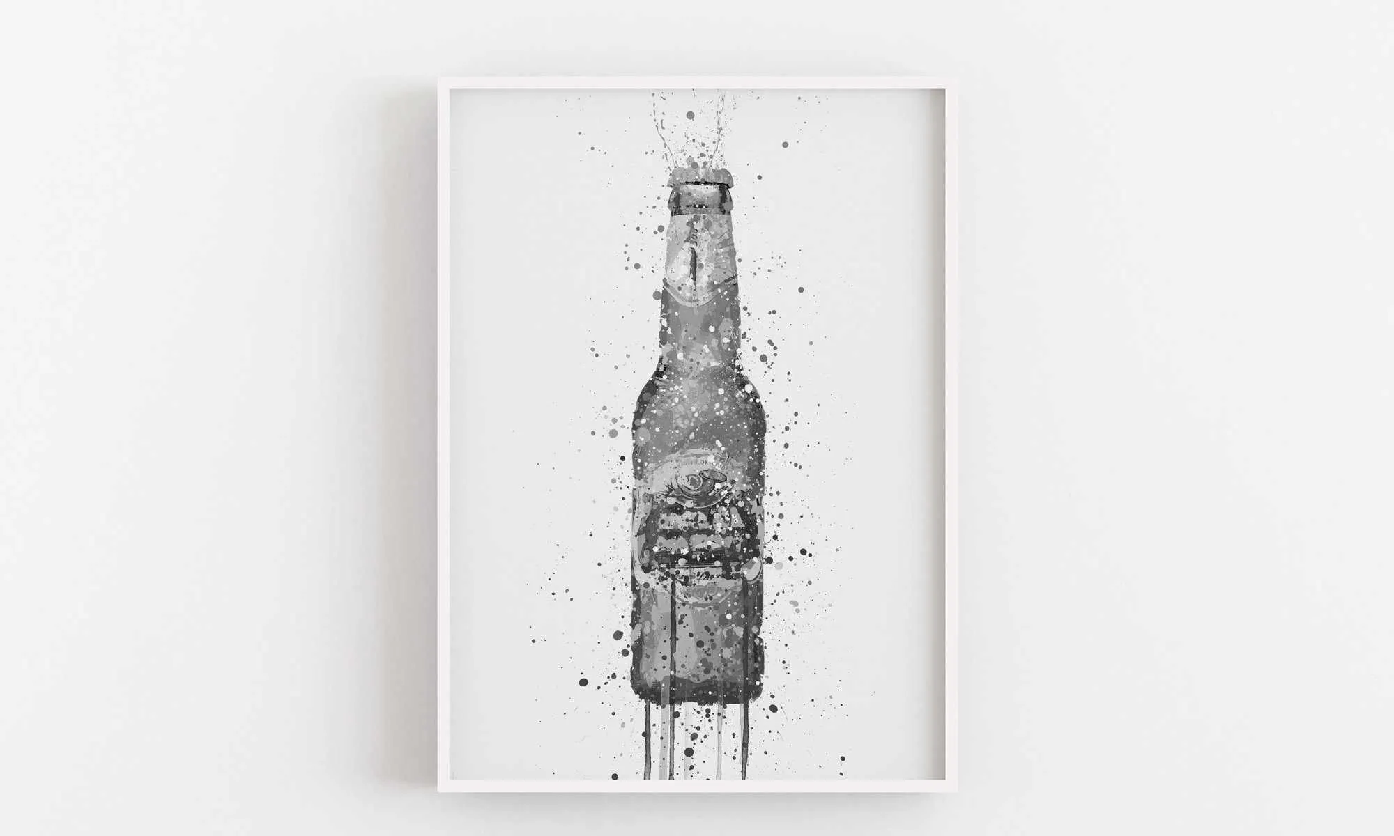 Beer Bottle Wall Art Print 'Peridot' (Grey Edition)