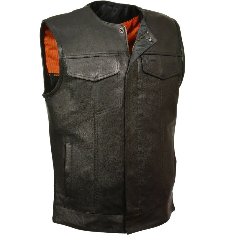 BLACK COLLARLESS CLUB STYLE VEST