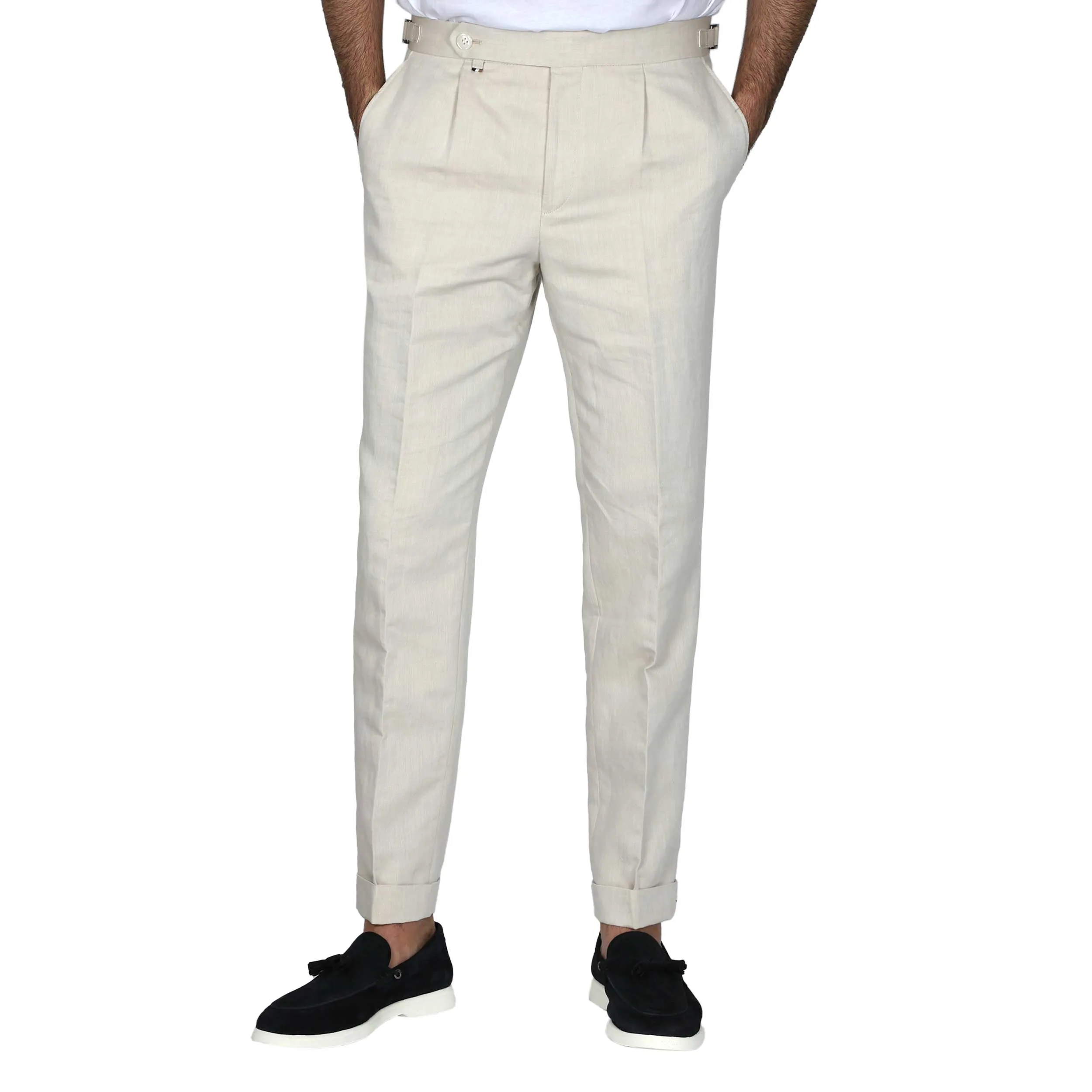 BOSS C Perin Plt Dtl 242 Trouser in Dark Beige