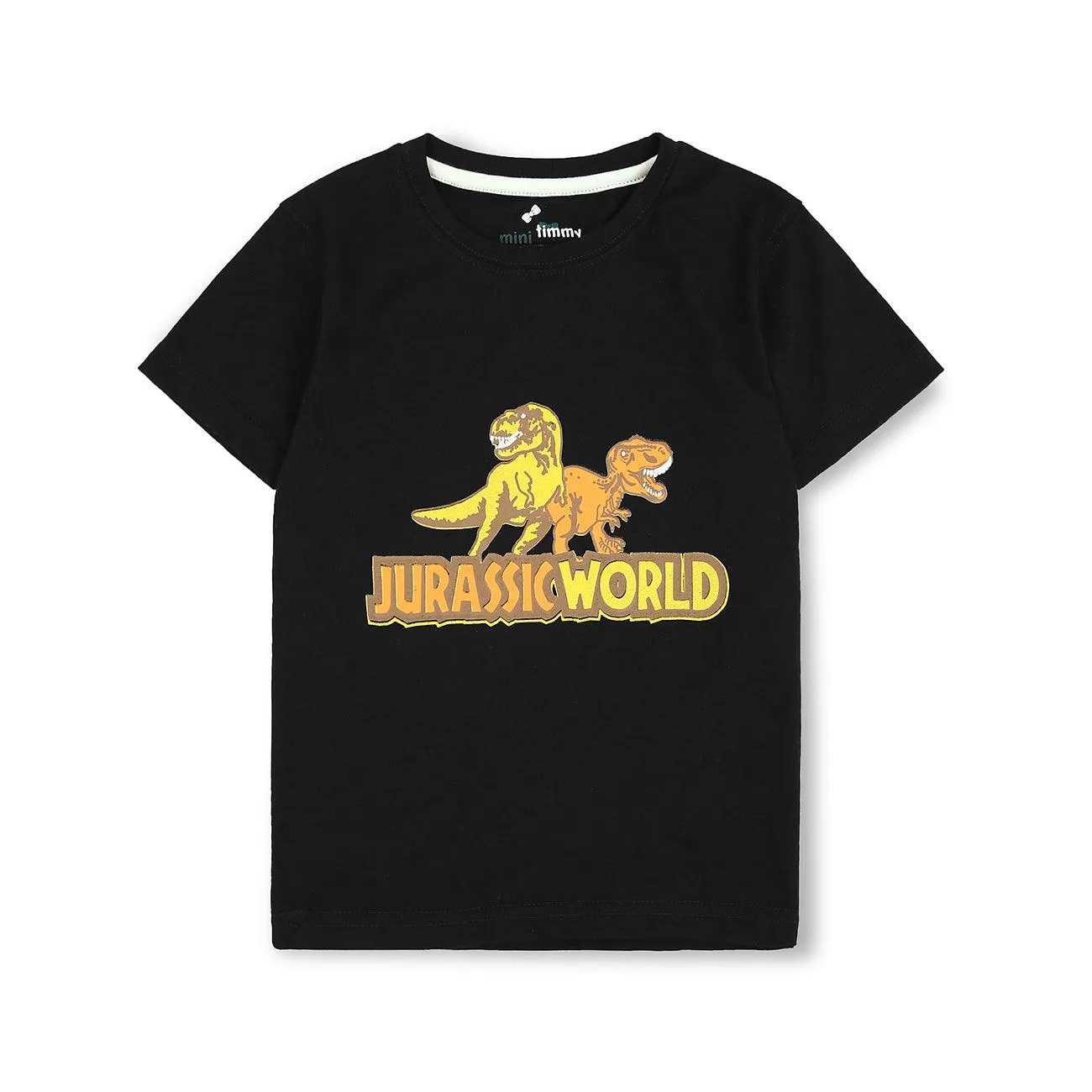 Boys Soft Cotton "Dino" Printed Black T-Shirt 9 MONTH - 10 YRS (MI-10967)