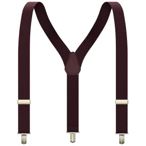 Burgundy Slim Suspenders for Men & Women Boys & Girls Y-back Shape 1 inch wide