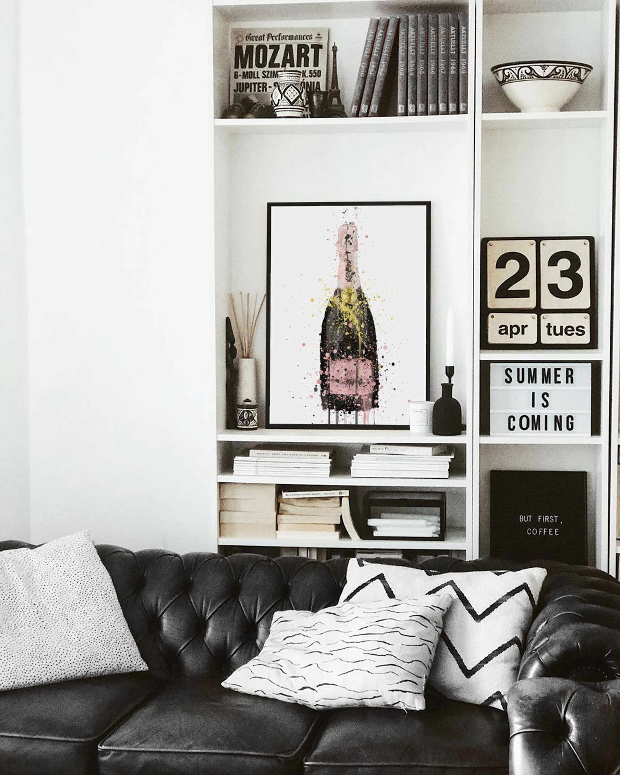 Champagne Bottle Wall Art Print 'Pink'