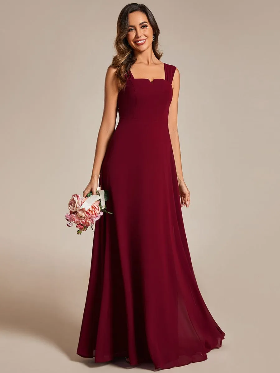 Chic High Waist Square Neck Bridesmaid Dress