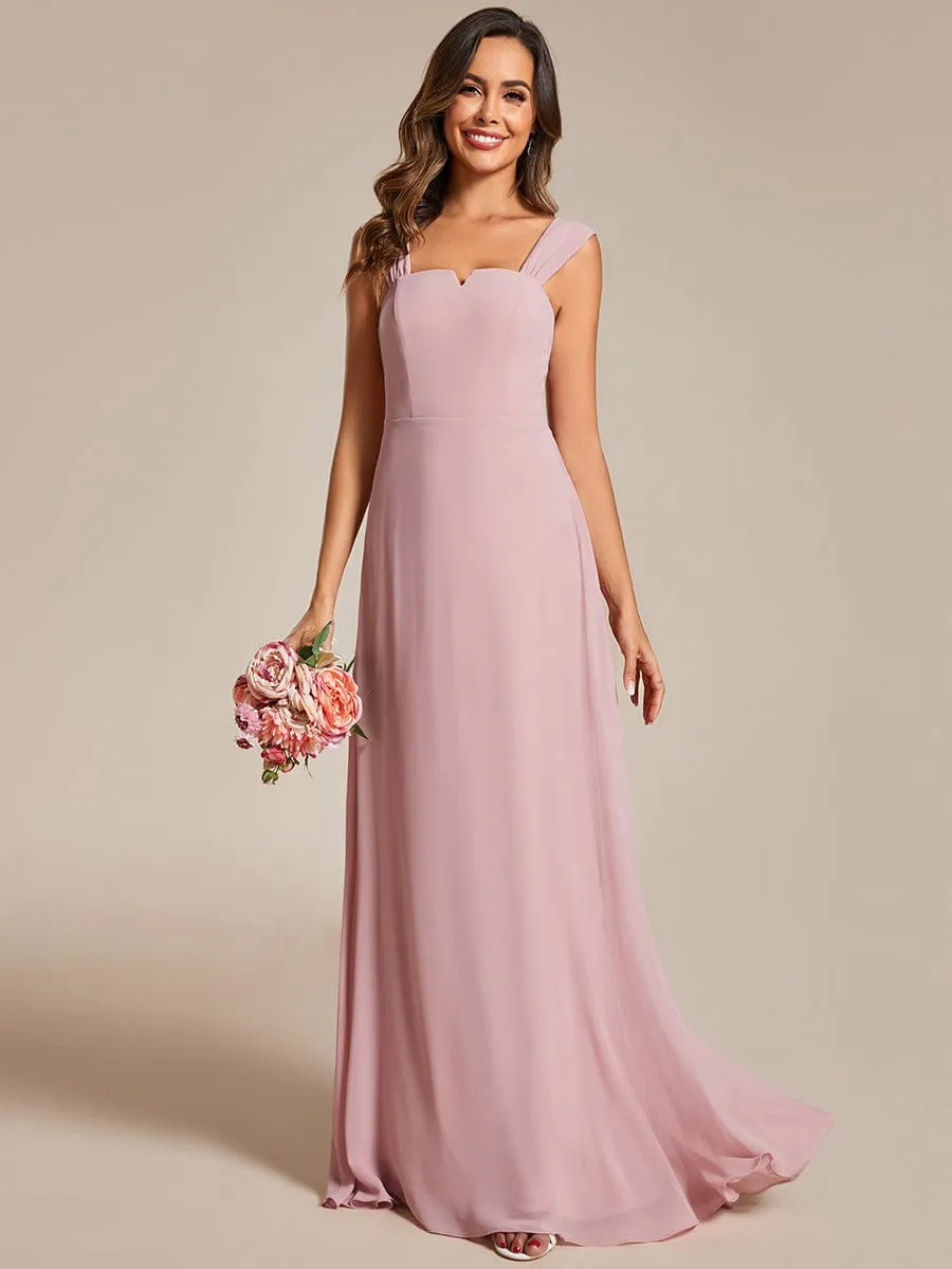 Chic High Waist Square Neck Bridesmaid Dress