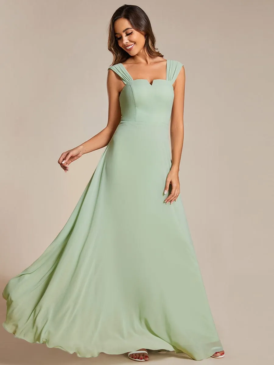 Chic High Waist Square Neck Bridesmaid Dress