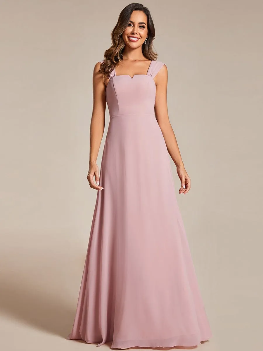 Chic High Waist Square Neck Bridesmaid Dress