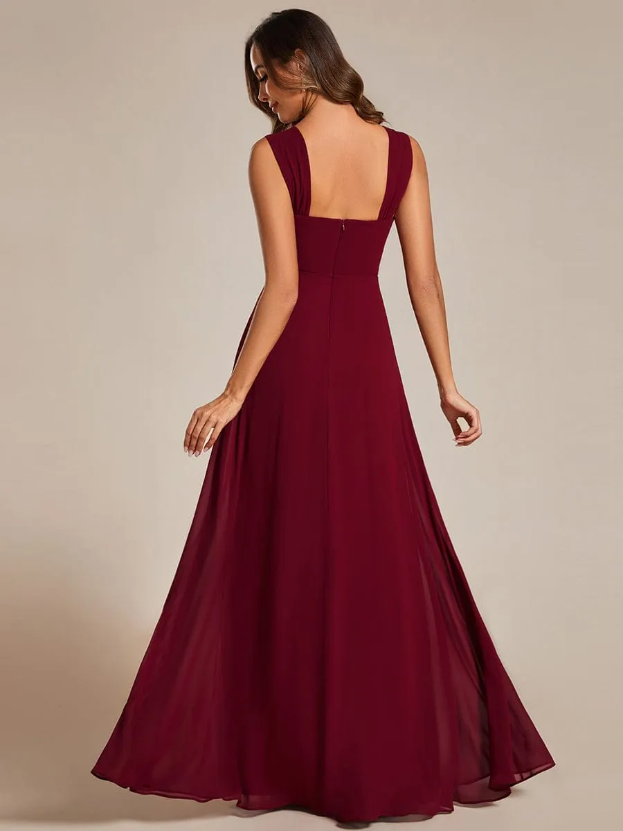 Chic High Waist Square Neck Bridesmaid Dress