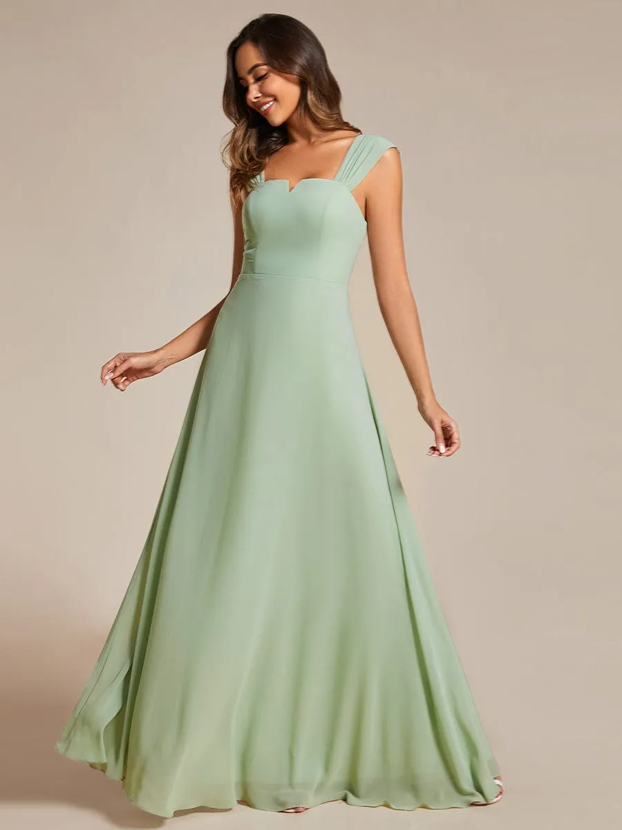 Chic High Waist Square Neck Bridesmaid Dress