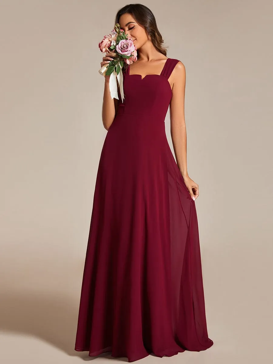 Chic High Waist Square Neck Bridesmaid Dress