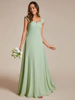 Chic High Waist Square Neck Bridesmaid Dress