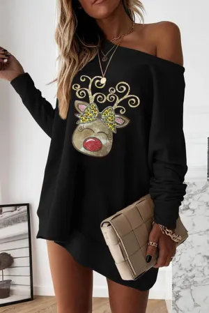 Christmas print sweatshirt dress