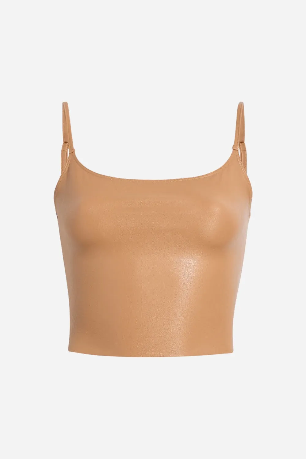 Commando Faux Leather Cami Crop Top in Camel