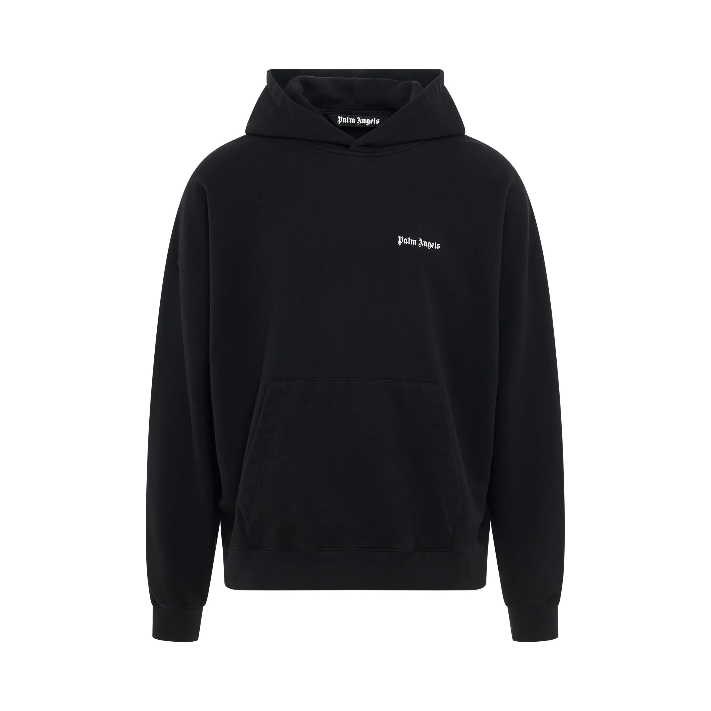 Cotton Embroidered Logo Hoodie in Black