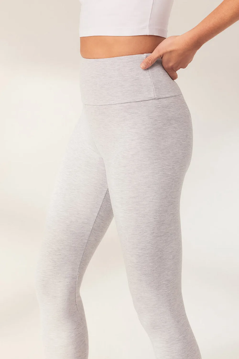 Curve Lightweight Everyday High Waisted Leggings - Light Grey Marl