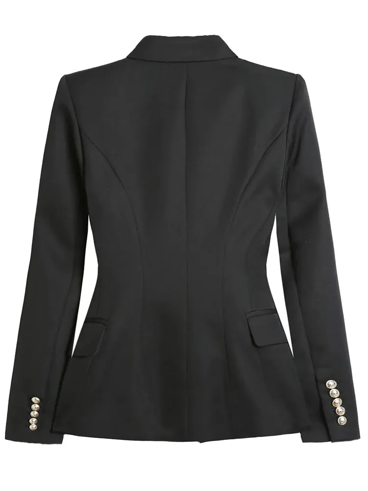 Diamonds Black Blazer For Women Notched Collar Long Sleeve Solid High Street Blazers Female Clothes Autumn