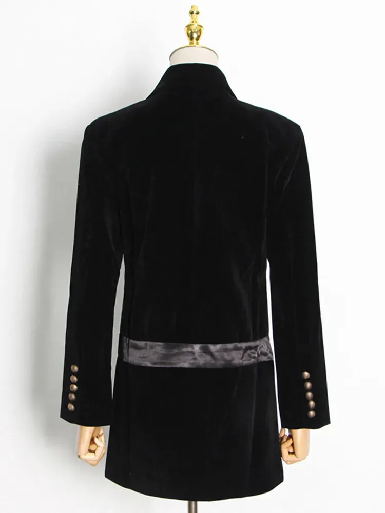 Double Breasted Black Blazer For Women Notched Collar Long Sleeve Korean Blazers Female Autumn Clothing Style