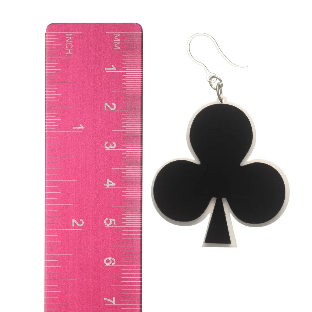 Exaggerated Spade and Club Dangles Hypoallergenic Earrings for Sensitive Ears Made with Plastic Posts