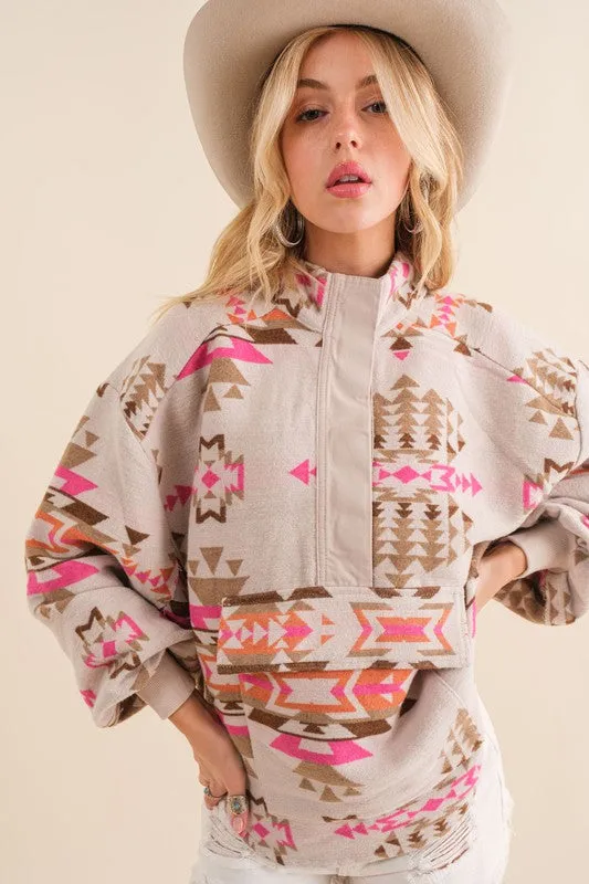 Explore More Collection - Blue B Exclusive Aztec Western Pullover