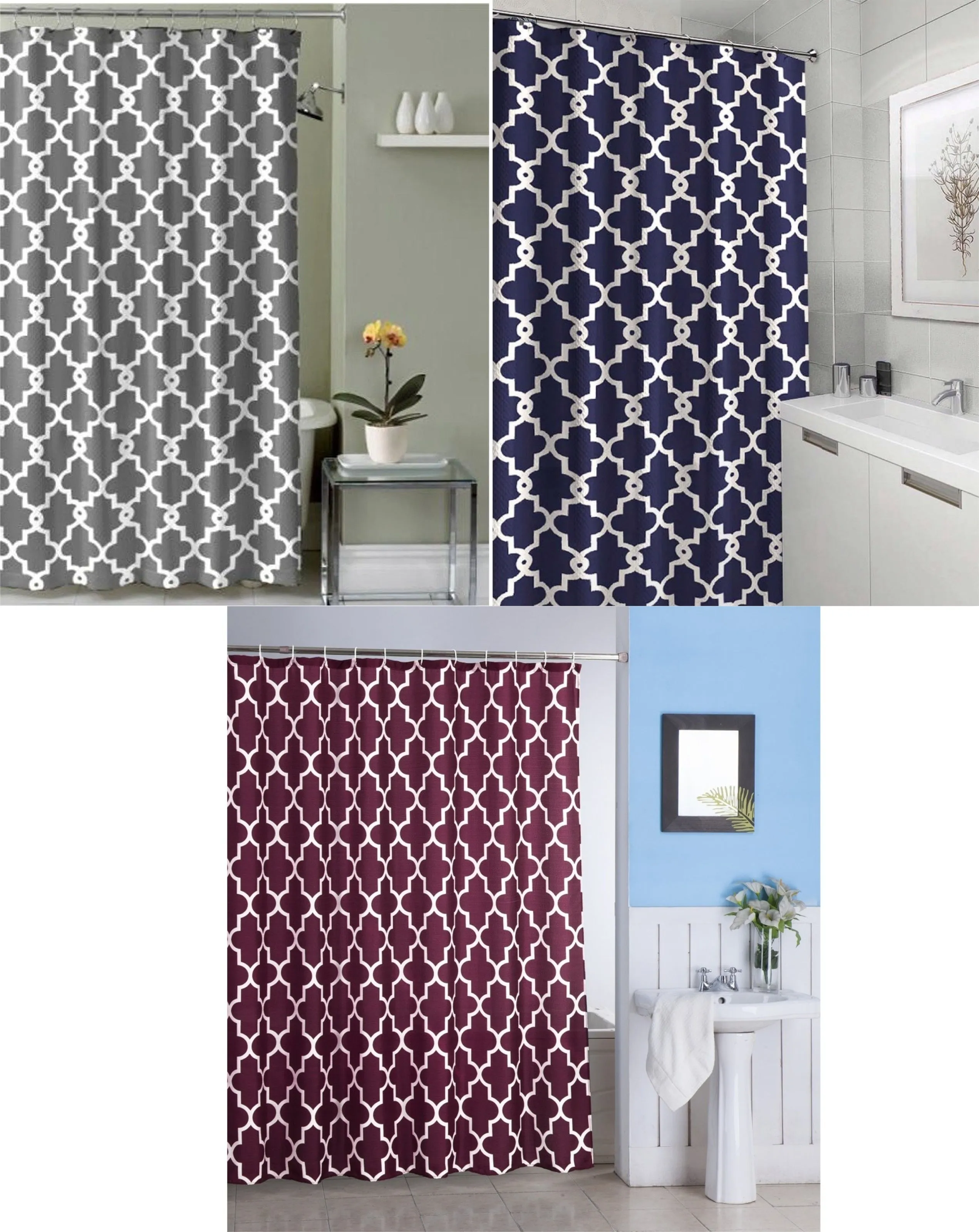 Geometric Patterned Shower Curtain 70-inch By 72-inch