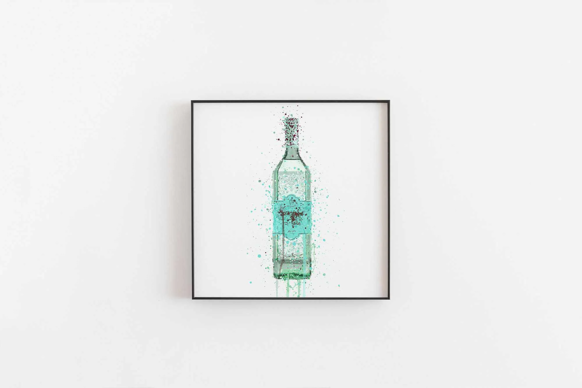 Gin Bottle Wall Art Print 'Duck Egg Blue'