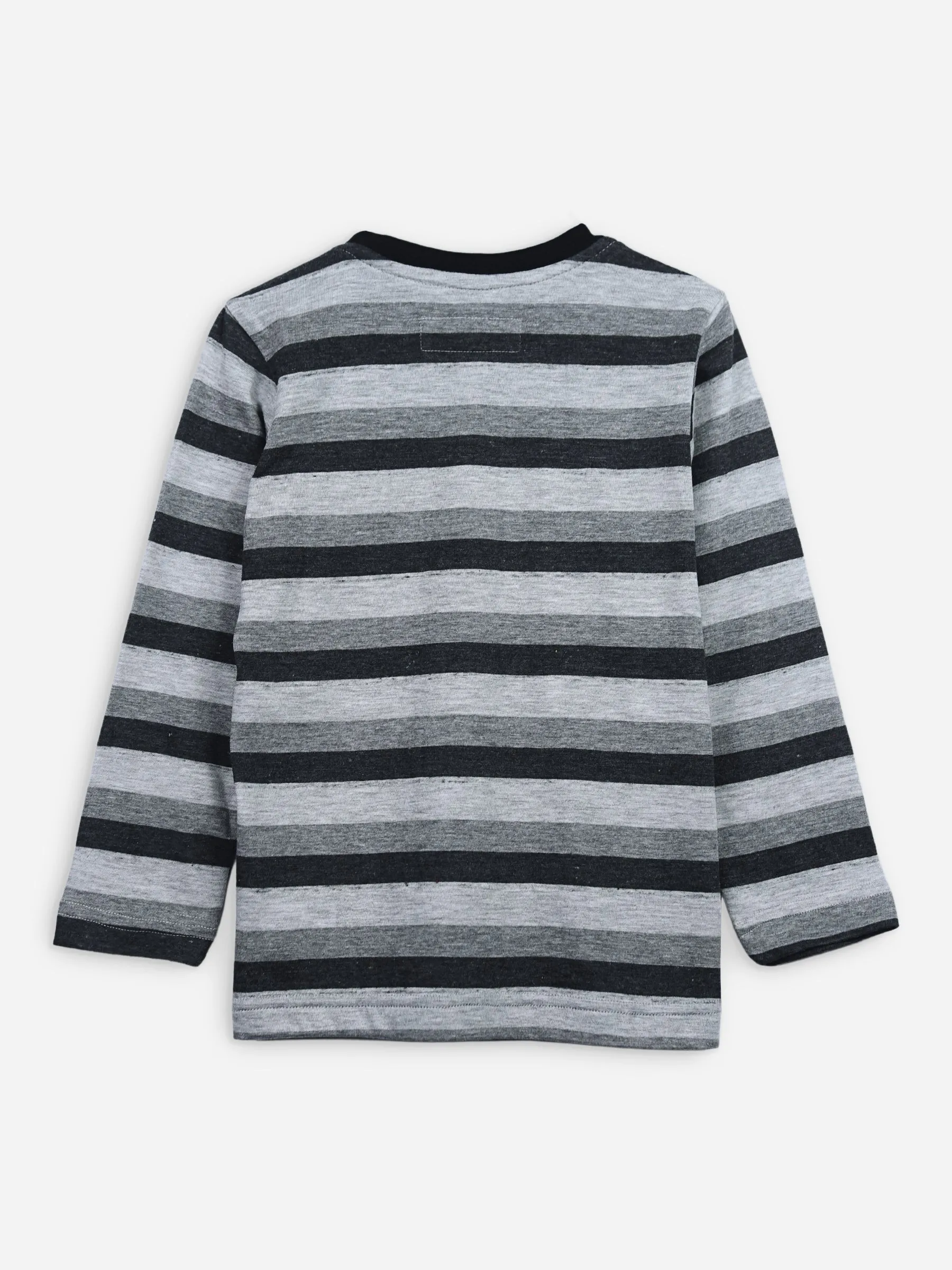 Grey Striped Casual Long Sleeve T-Shirt