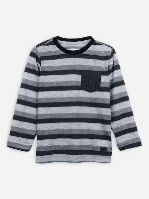 Grey Striped Casual Long Sleeve T-Shirt