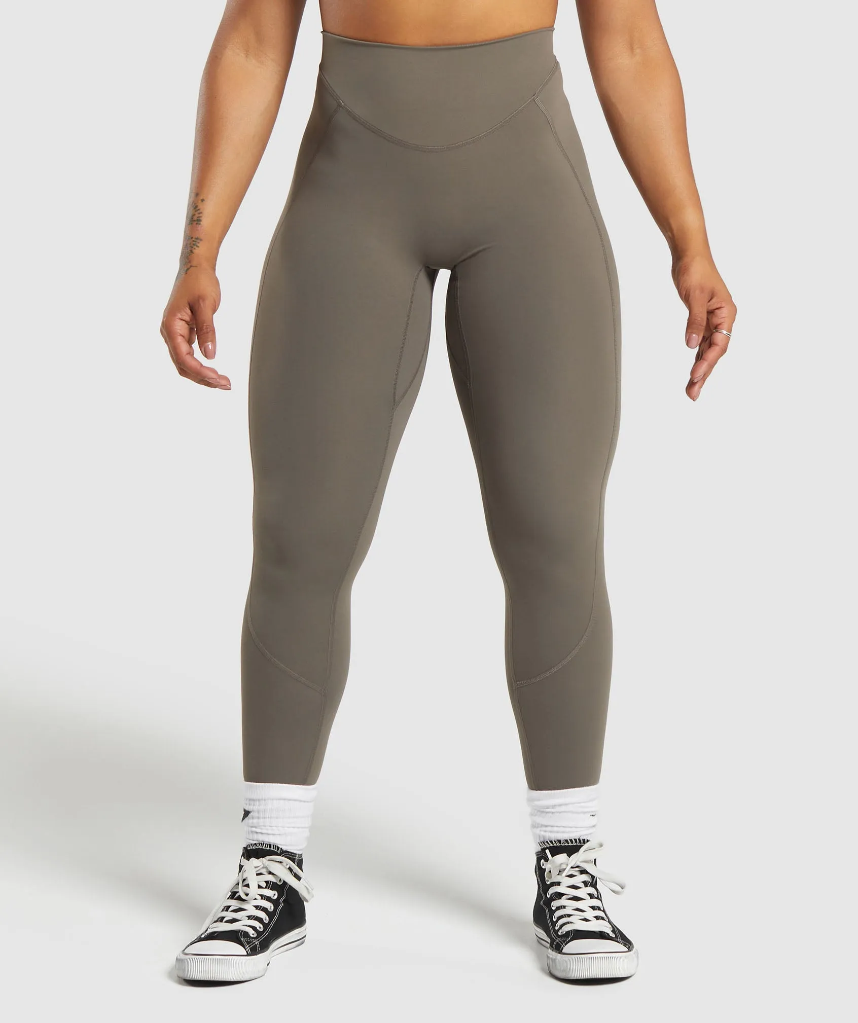 Gymshark Lifting Dipped Waistband Leggings - Camo Brown