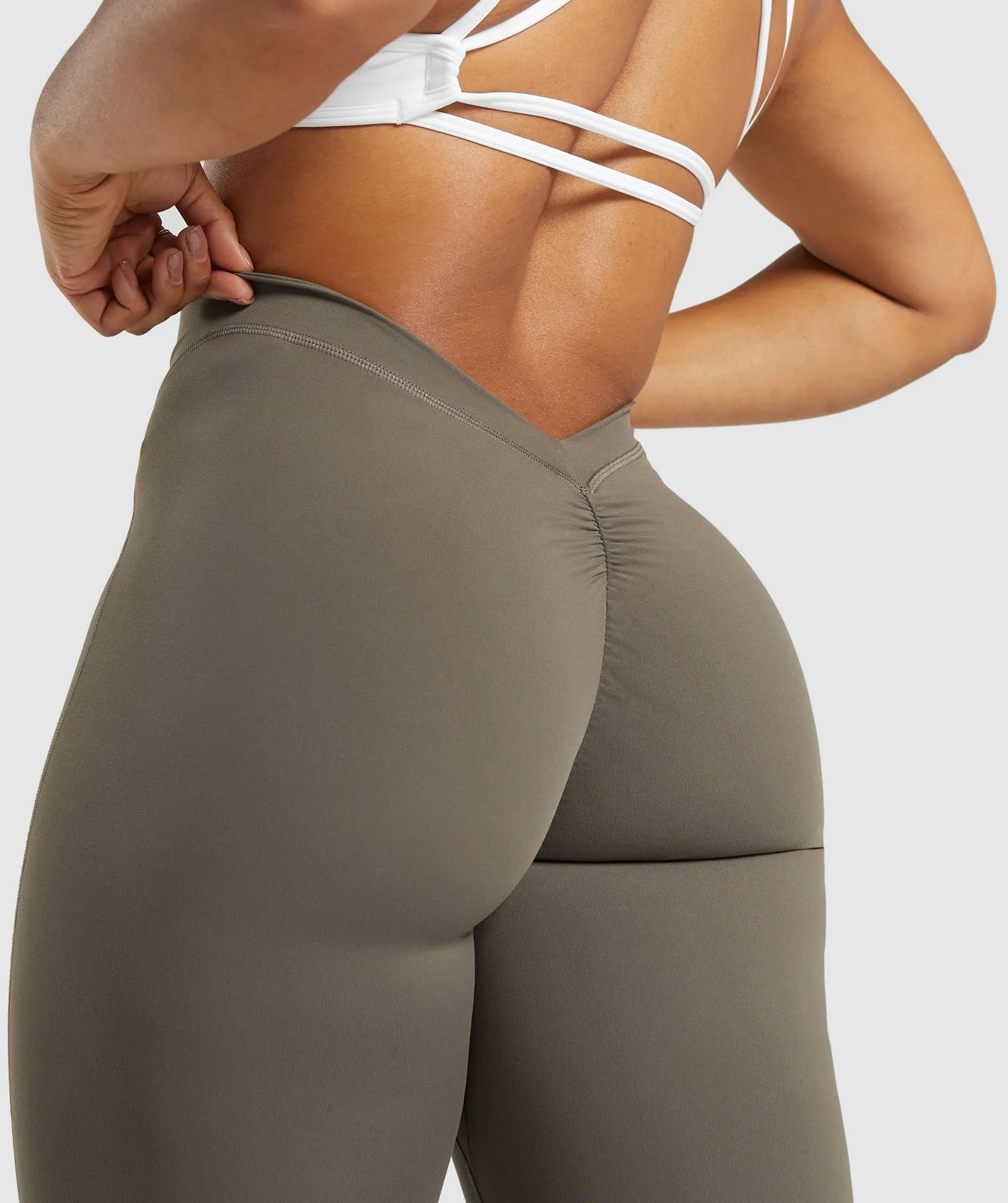 Gymshark Lifting Dipped Waistband Leggings - Camo Brown