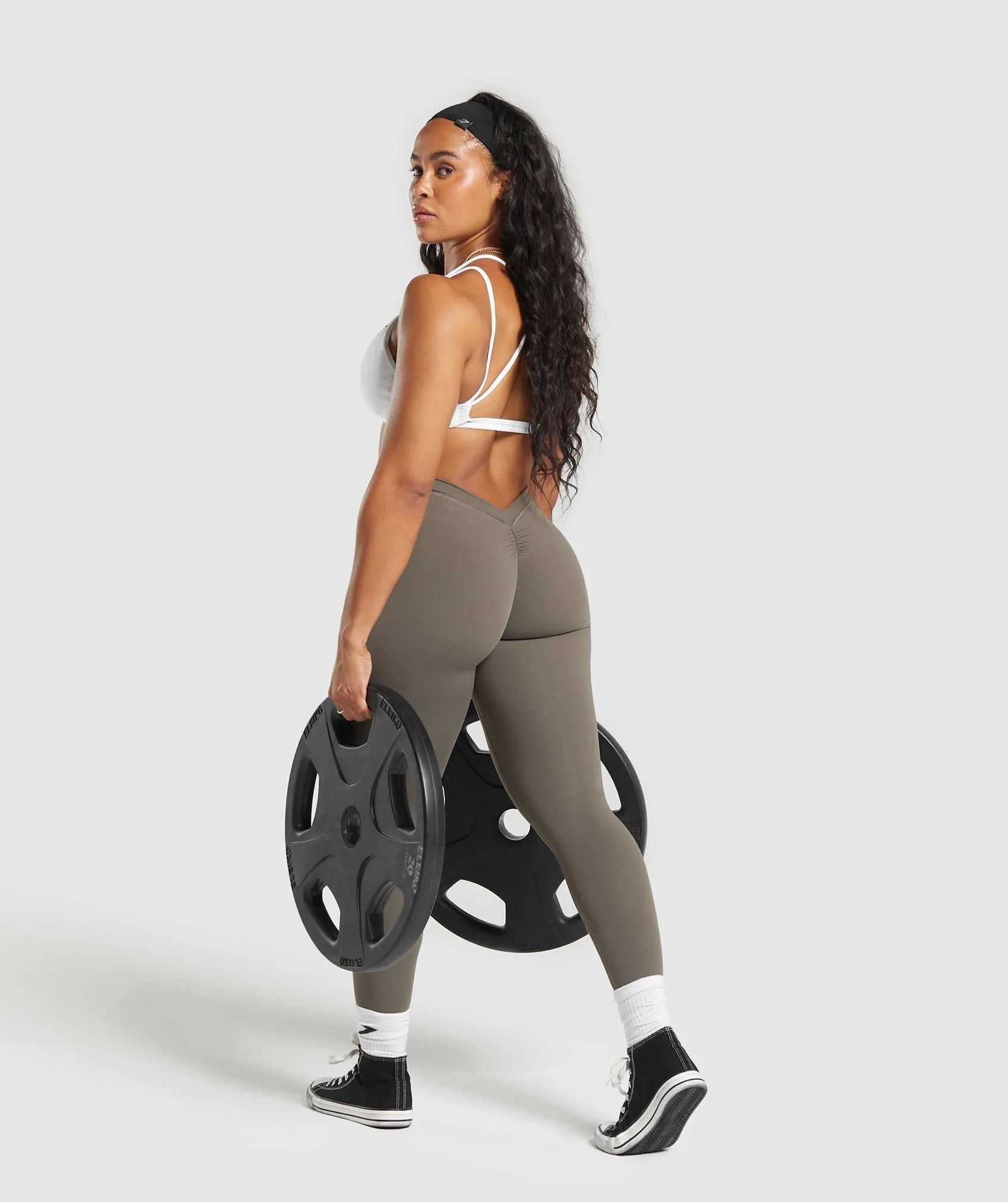 Gymshark Lifting Dipped Waistband Leggings - Camo Brown