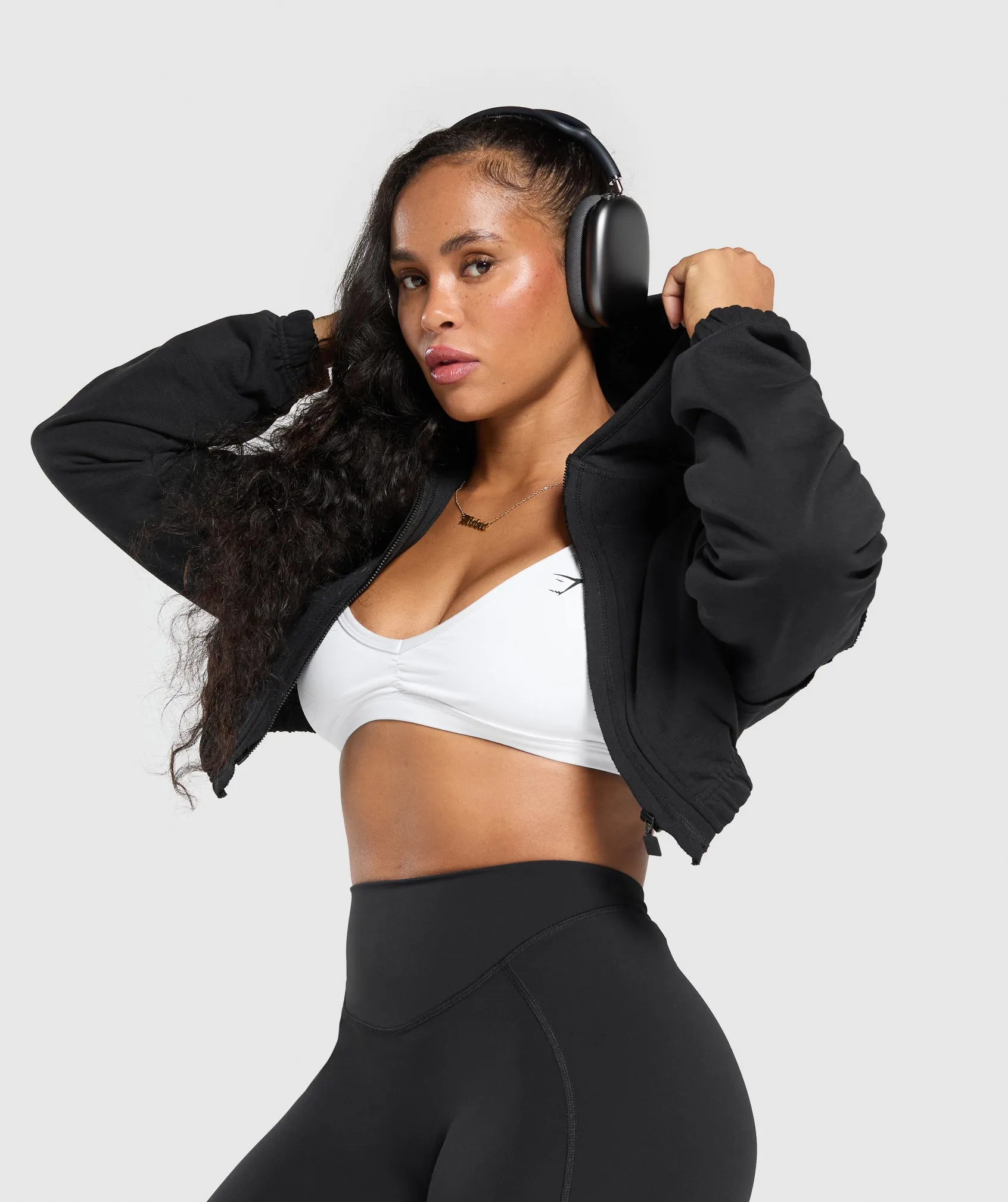 Gymshark Superset Crop Zip Hoodie - Black