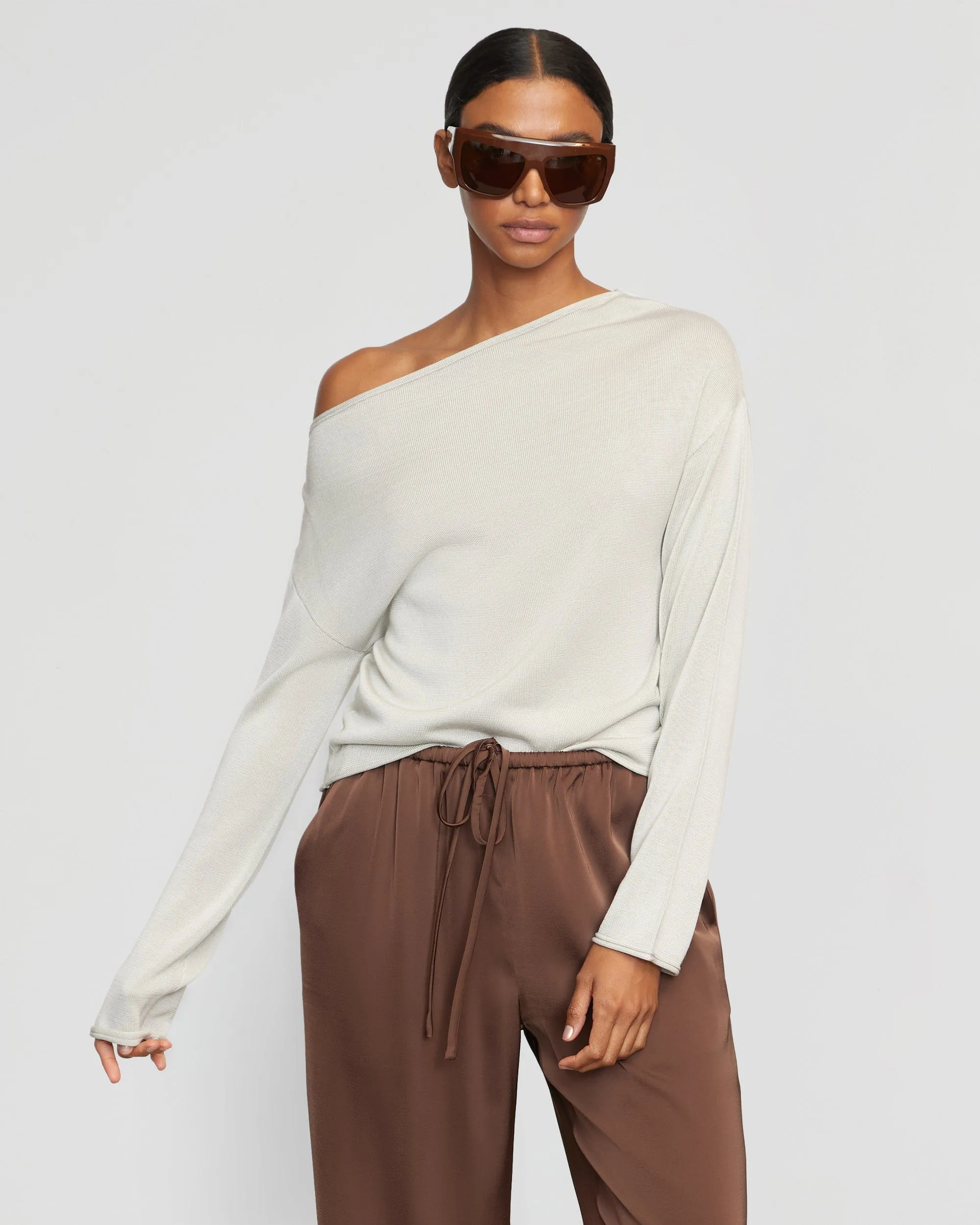 Hachi Tencel-Wool Off-Shoulder Sweater