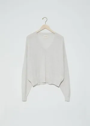 Hakueru Wool & Cashmere V Neck Sweater — Light Grey Melange