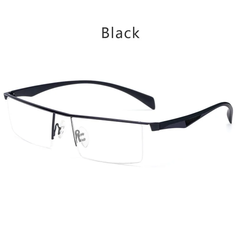 Hdcrafter Men's Semi Rim Wide Square Tr 90 Titanium Alloy Eyeglasses P83321