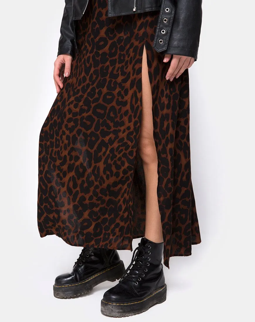 Hime Maxi Dress in Oversize Jaguar Brown