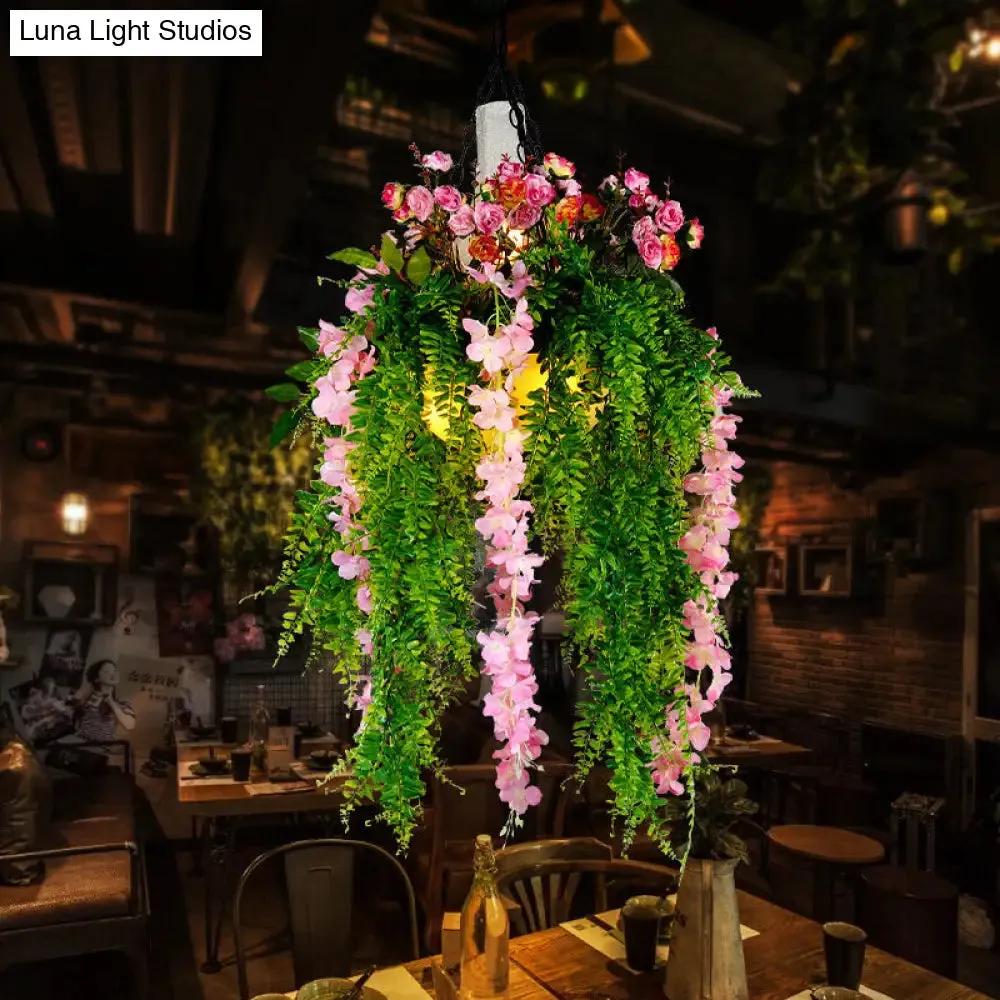 Industrial Iron Ceiling Pendant Light in Pink/Green for Restaurant