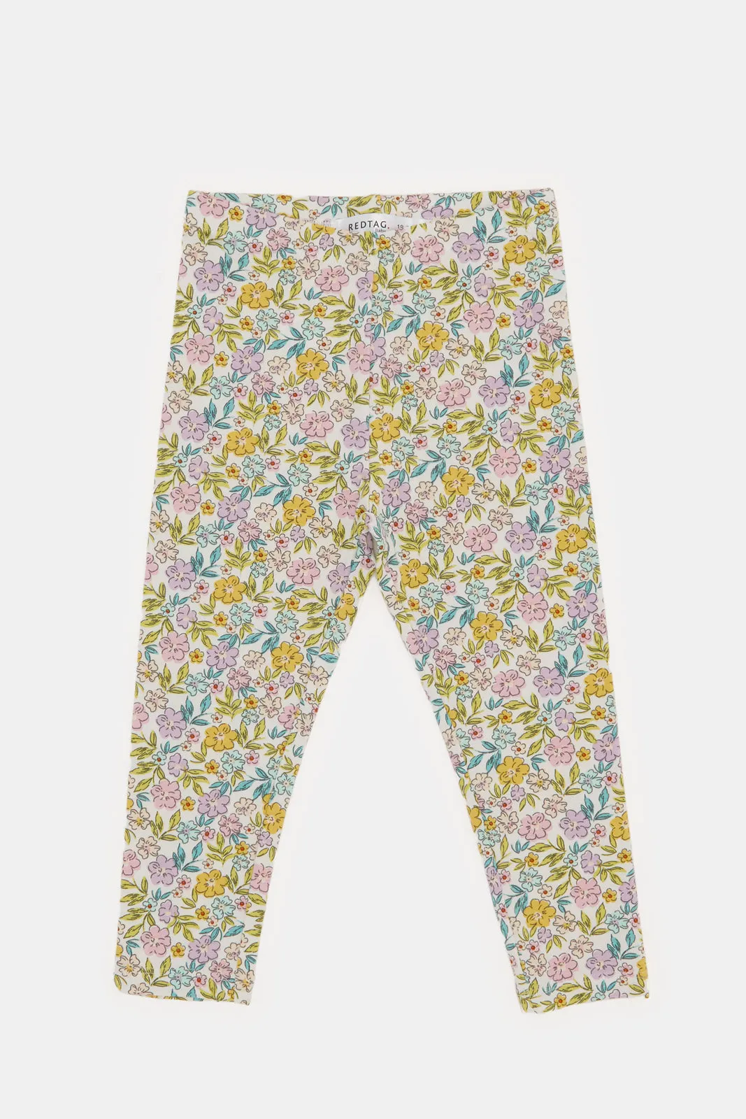 Infant Girls Ivory Floral Printed Leggings