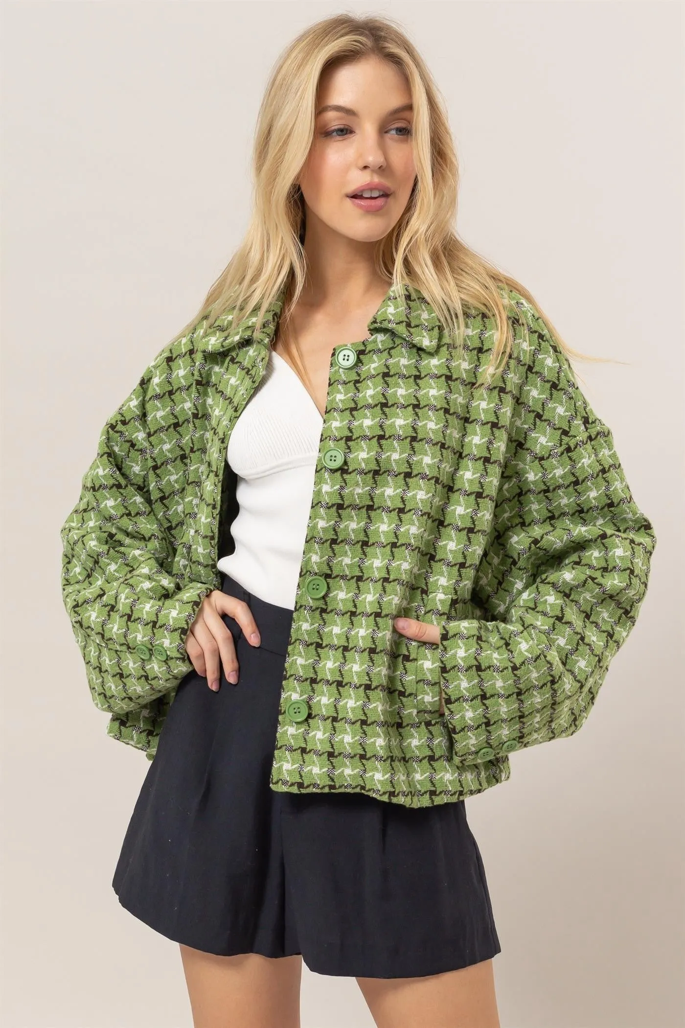 Just BE. HYFE Tweed Plaid  Jacket