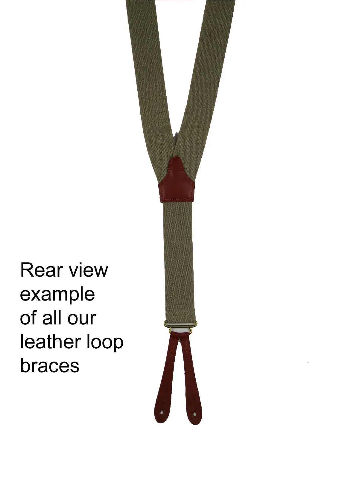 Khaki & Blue Stripe Button Braces with Blue Leather Loops