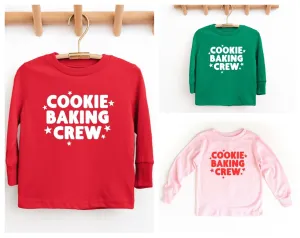 Kids Cookie Baking Crew Christmas Shirt - Choose Green, Pink or Red