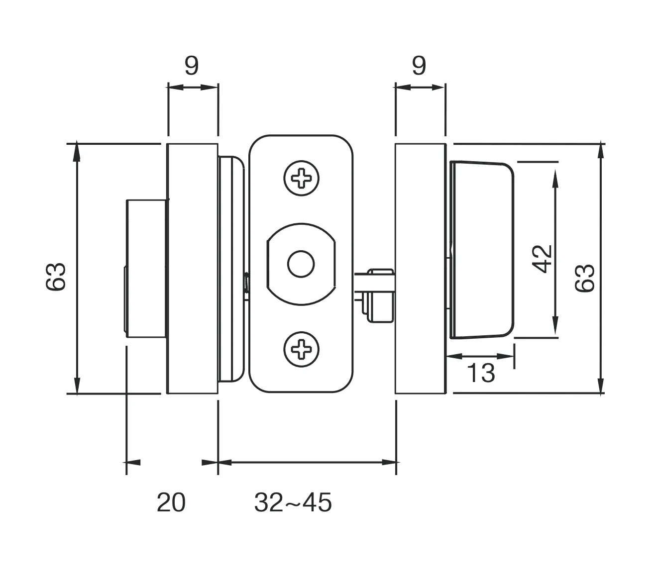 Lane Slimline Single Cylinder Deadbolt Square Matte Black