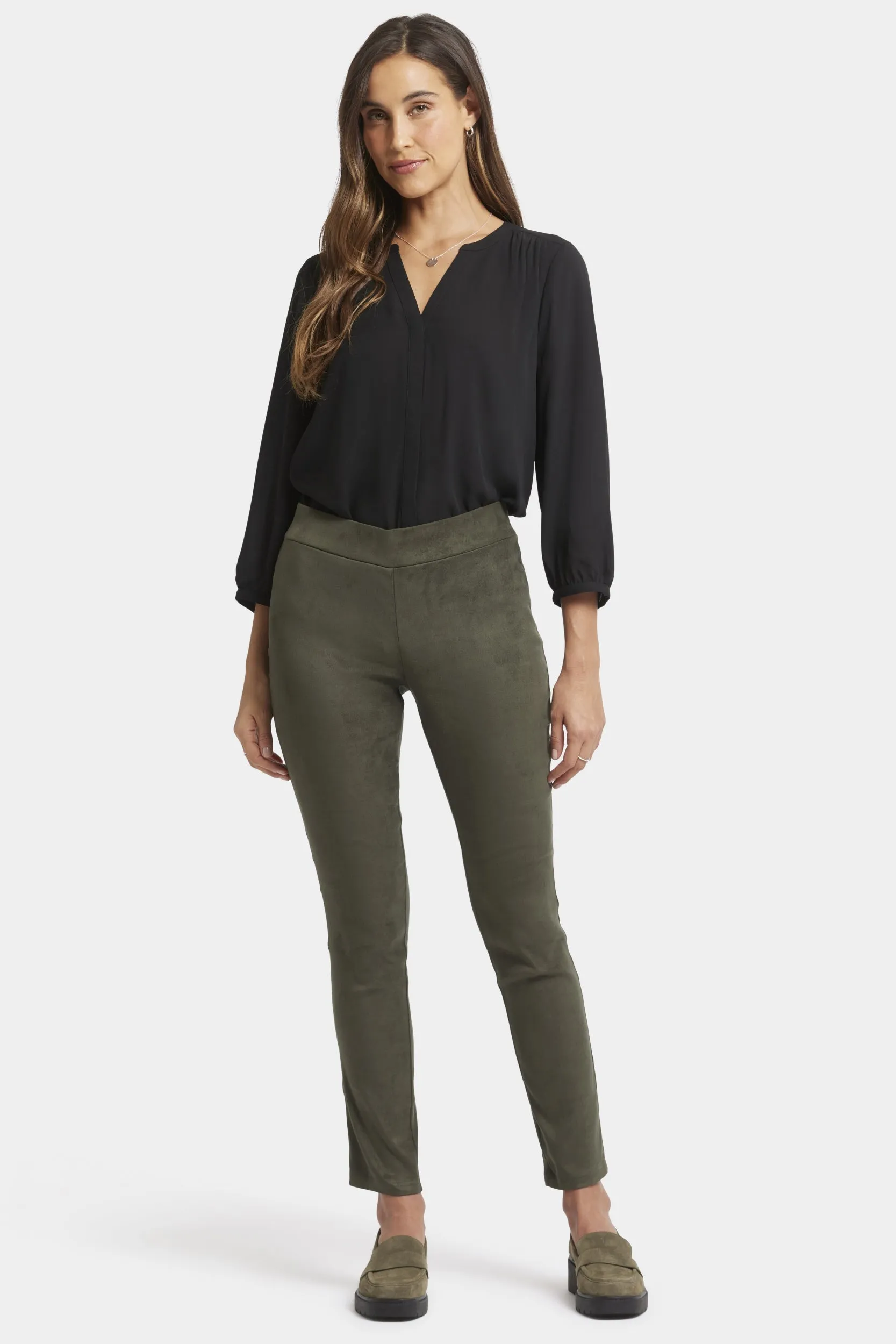 Legging Trouser Green Stretch Faux Suede | Vine Leaf