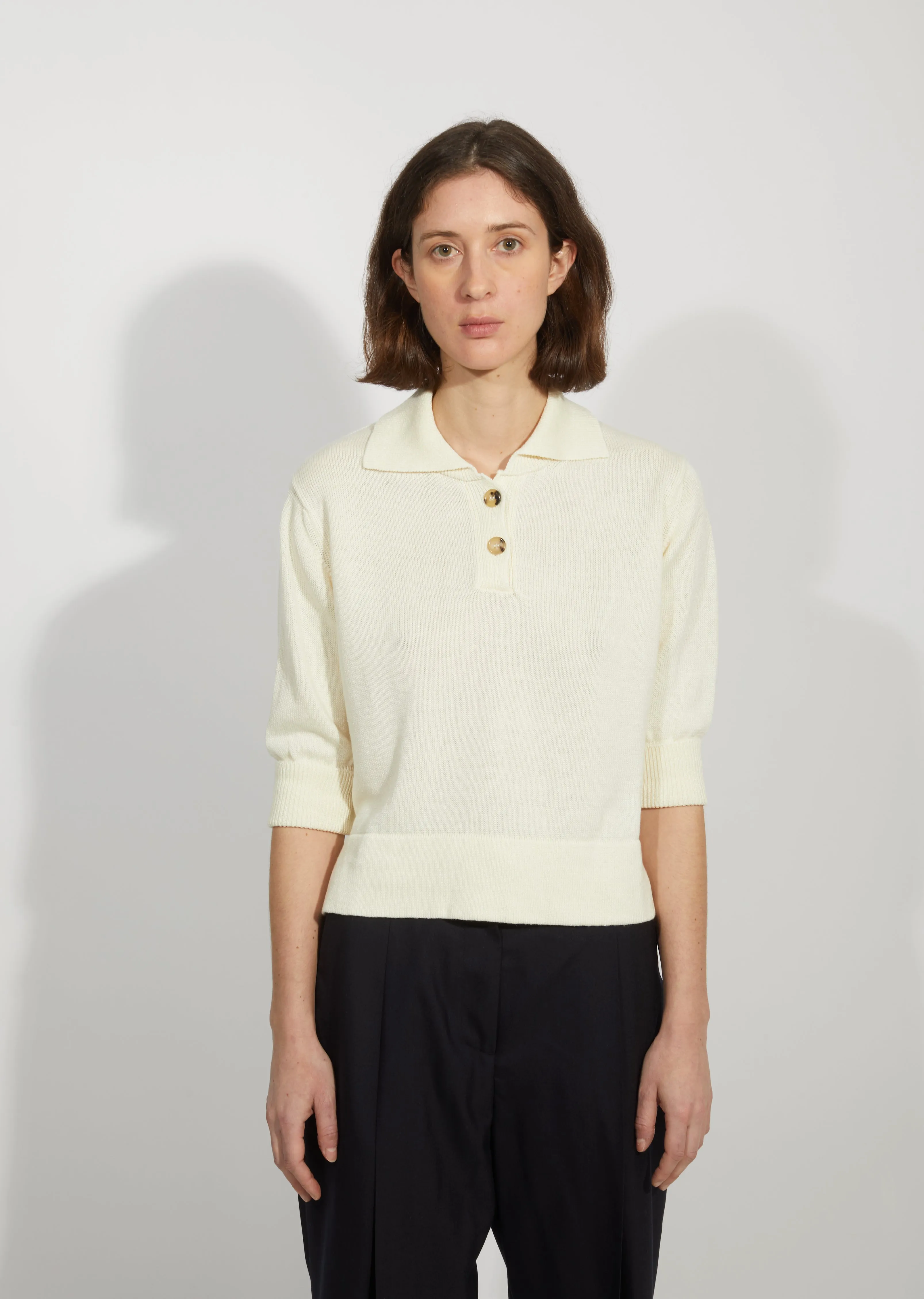 Linen & Wool Polo Sweater