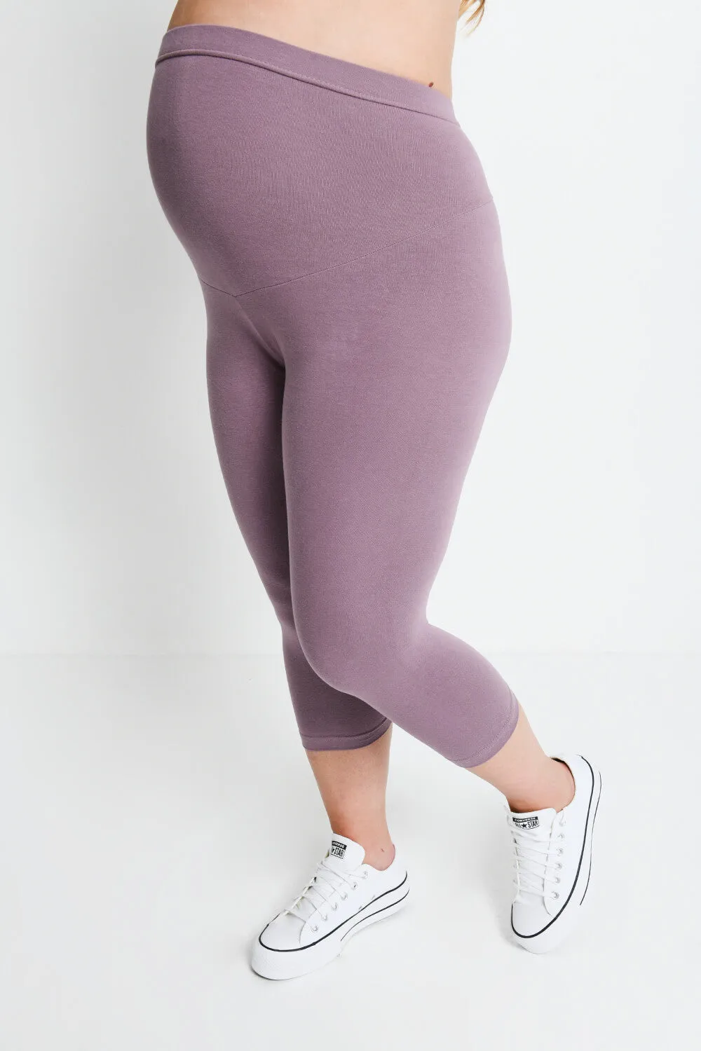 Maternity Everyday Cropped Leggings - Elderberry Purple