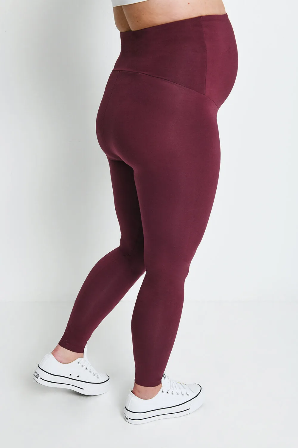 Maternity Lightweight Everyday Leggings - Burgundy