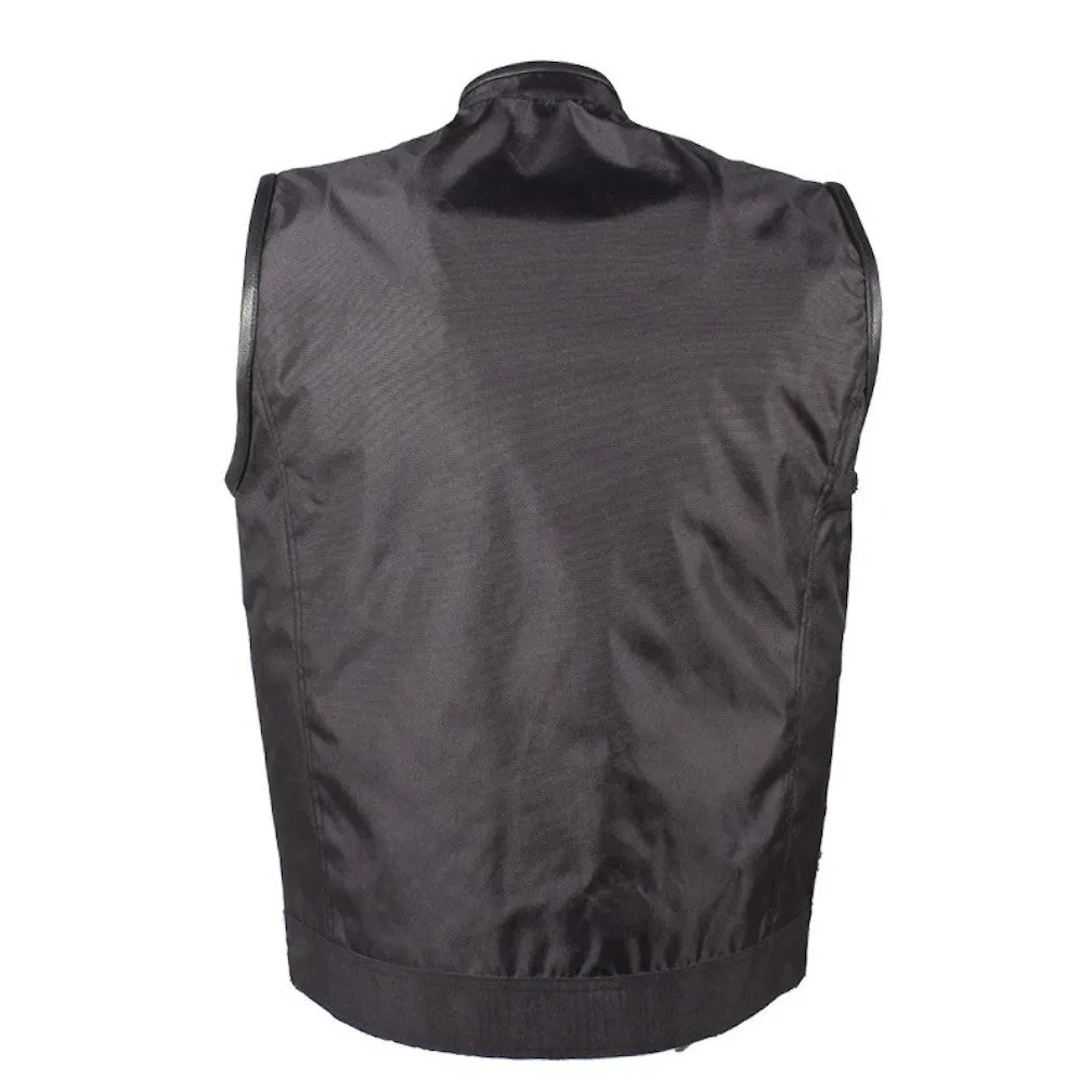 Mens Textile Motorcycle Vest With Concealed Carry Gun Pockets